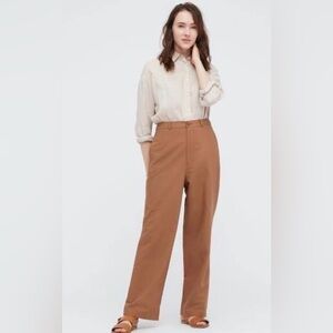 Uniqlo Linen Blend Straight Pants Brown Rust Womens Size 26-27 (S)